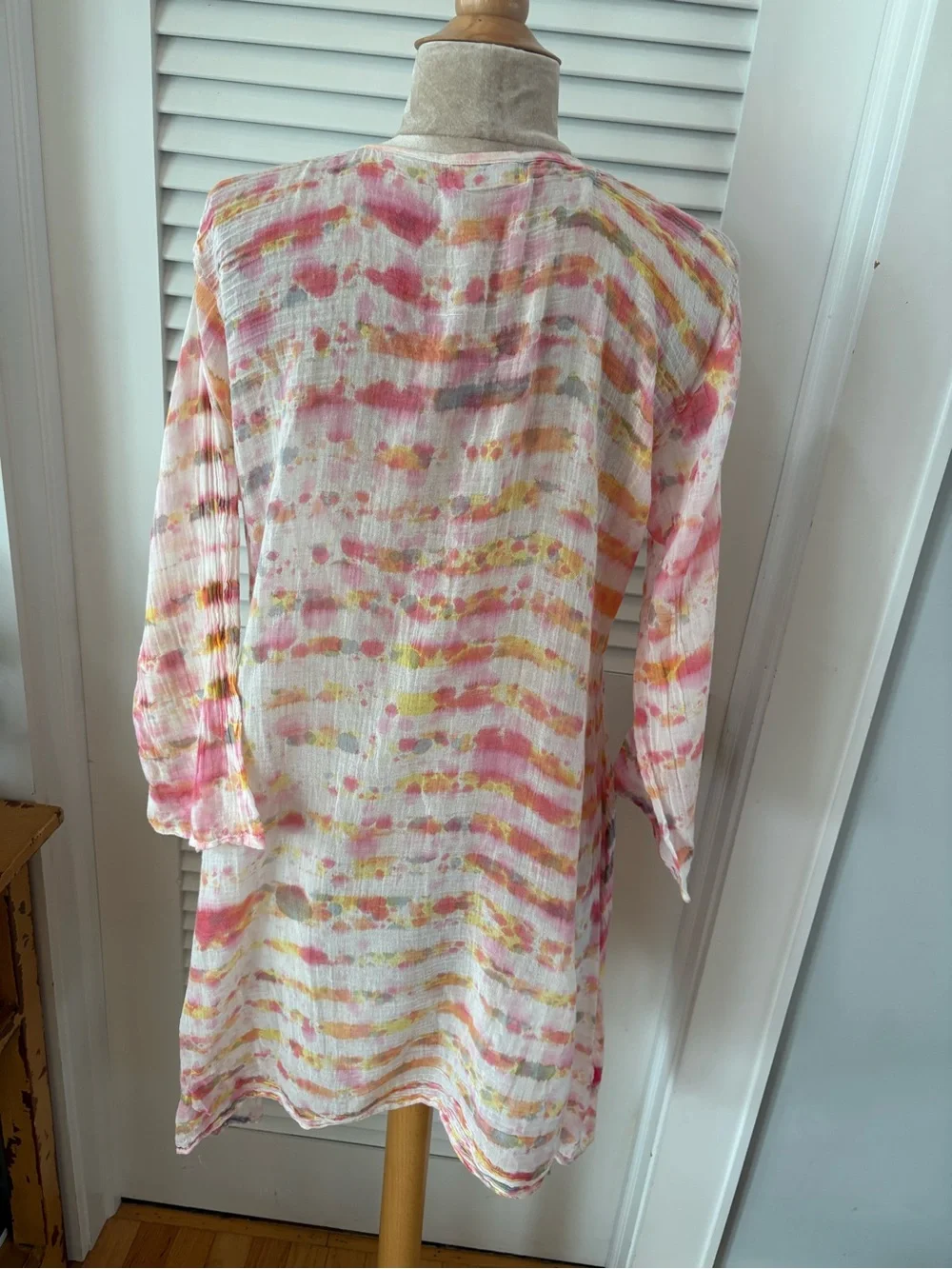 milk & honey Beachwear Shades of Pink,Orange,White Tie Dye Gauze Beach Coverup